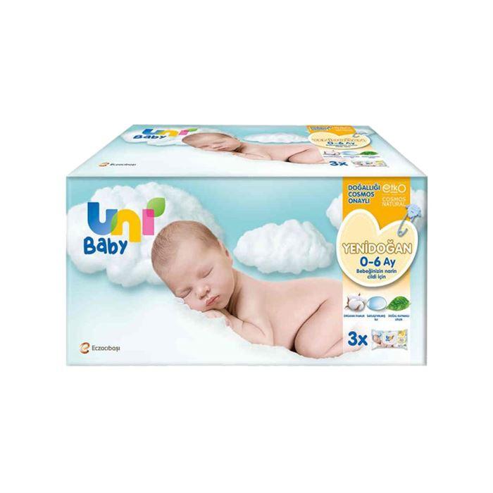 Uni Baby Yenidoğan Islak Pamuk Mendil 3'lü Avantaj Paketi