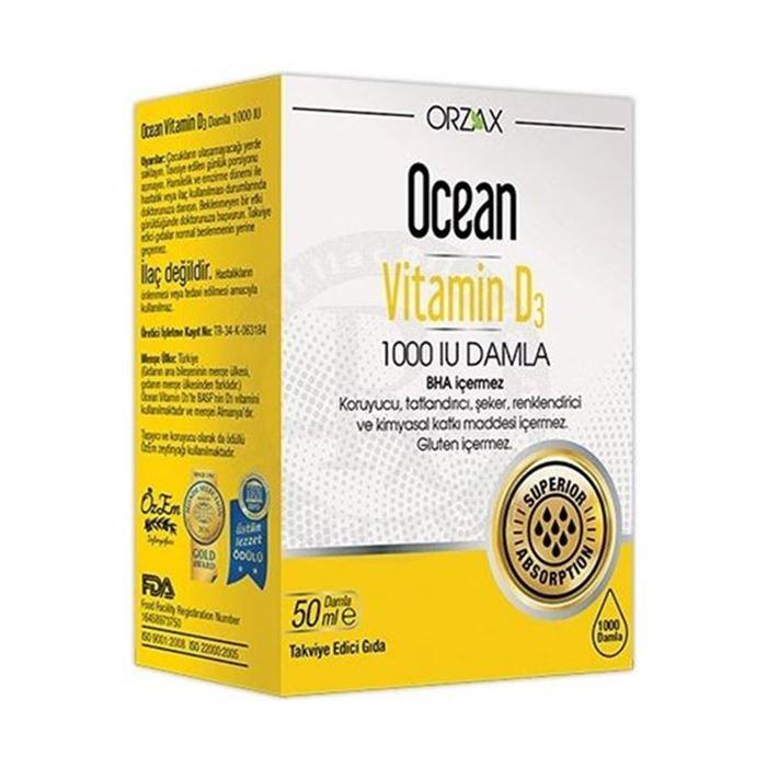Ocean Vitamin D3 Damla 1000 IU 50ml - Gıda Takviyesi