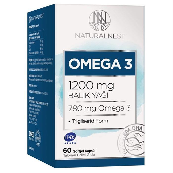 NaturalNest Omega 3 Balık Yağı 1200 mg 60 Softjel Kapsül