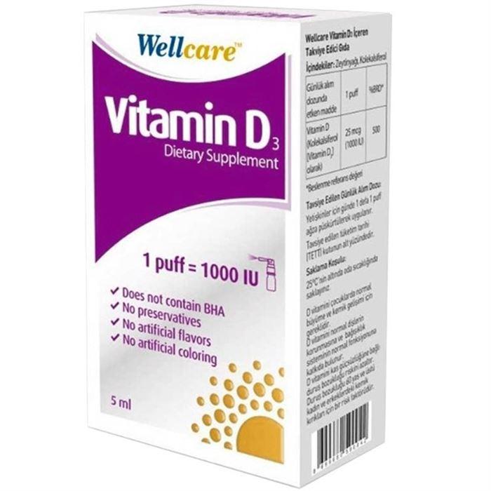 Wellcare Vitamin D3 1000 IU 5ml