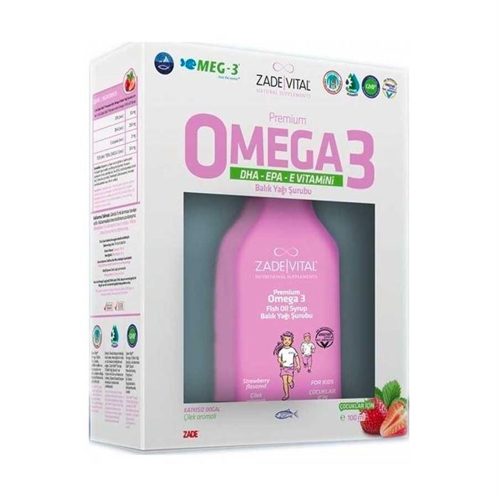 Zade Vital Premium Omega 3 Balık Yağı Şurubu Kids Çilek 100 ml