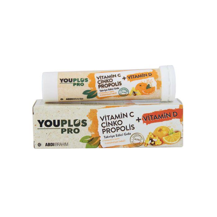 YouPlus Pro Vitamin C Çinko Propolis Takviye Edici Gıda 15 Tablet
