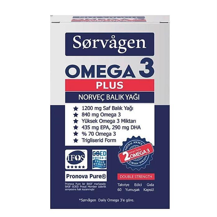 Sorvagen Omega 3 Plus Norveç Balık Yağı 60 Kapsül - Takviye Edici Gıda