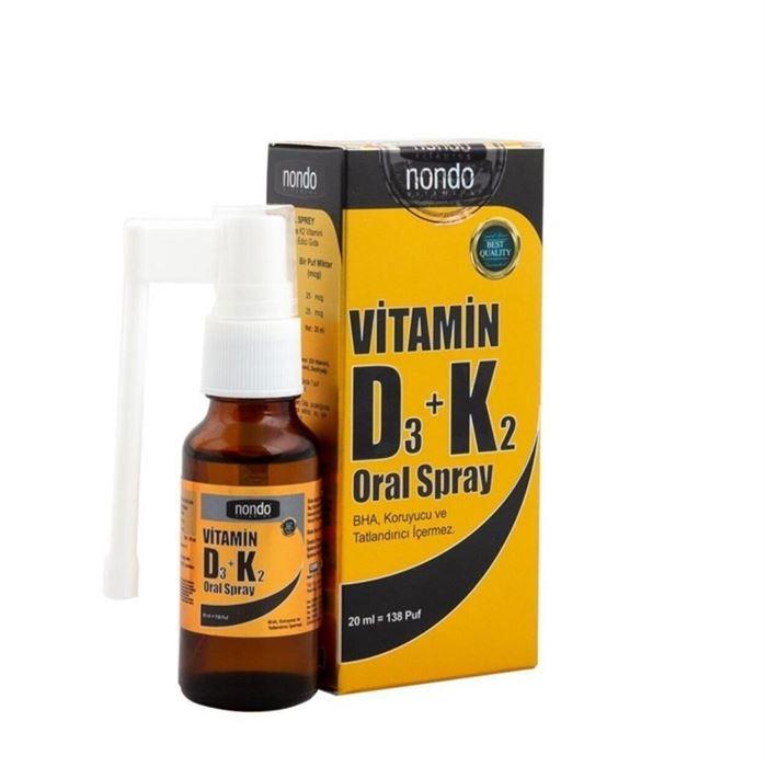 Nondo Vitamins Vitamin D3+K2 Spray 20ml - Takviye Edici Gıda