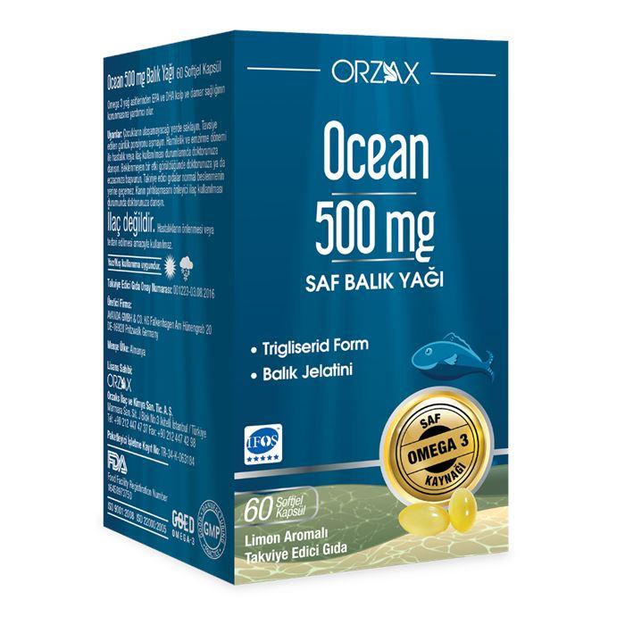 Orzax Ocean Plus Saf Balık Yağı 500 mg 30 Softjel Kapsül 