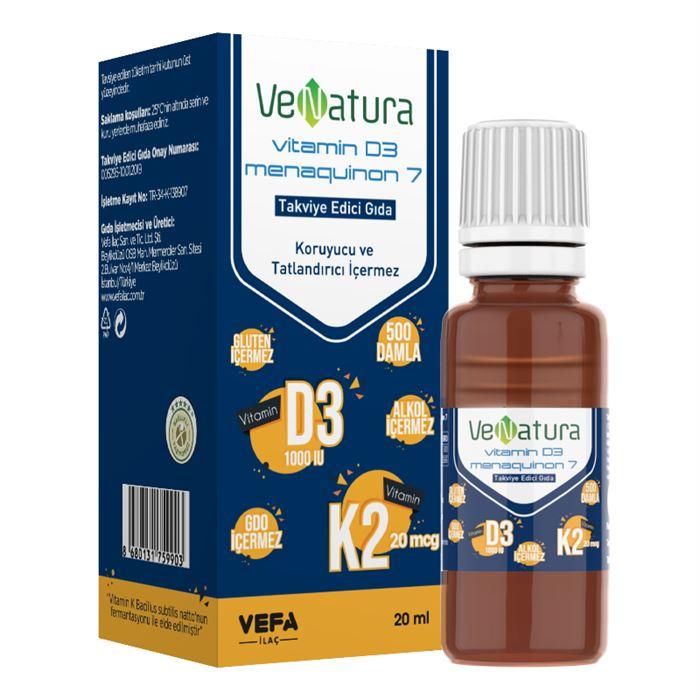 VeNatura Vitamin D3 Ve Menaquinon 7 Takviye Edici Gıda 20 ml