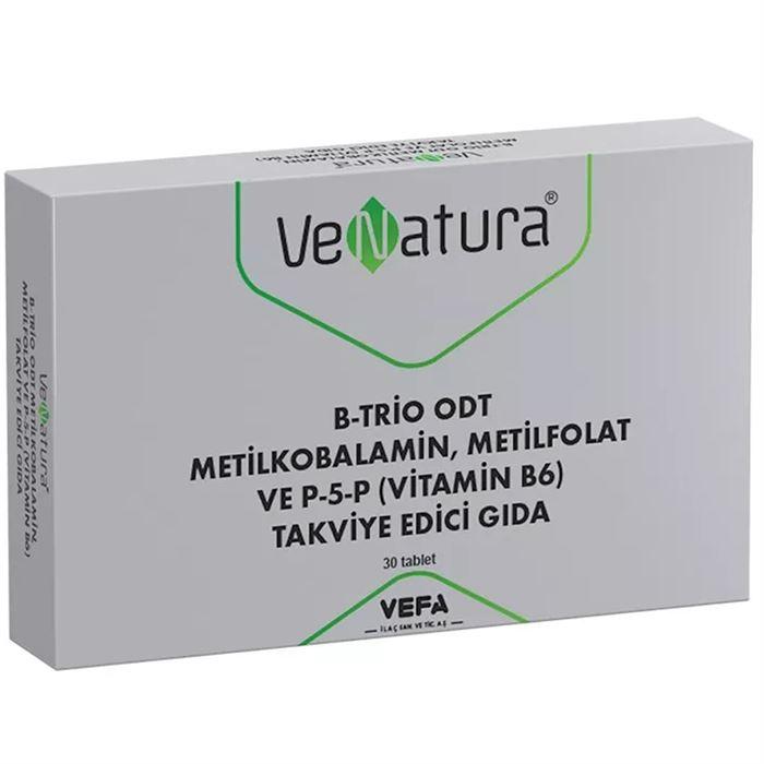 VeNatura B-Trio ODT Metilkobalamin, Metilfolat ve P-5-P Takviye Edici Gıda 30 Tablet