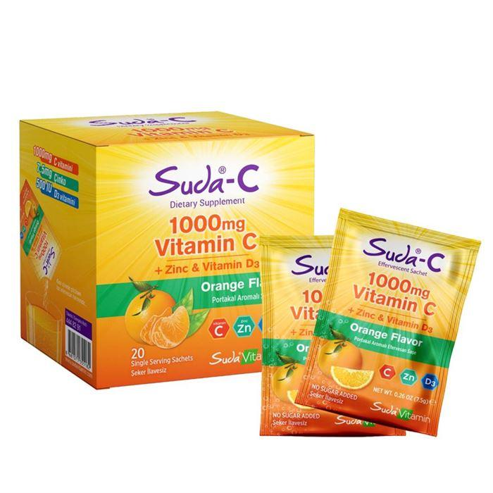 Suda Vitamin Suda C Orange 1000 mg 20 Şase - Takviye Edici Gıda