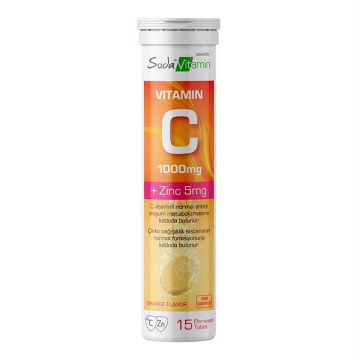Suda Vitamin Vitamin C 1000 mg 15 Efervesan - Portakal Aromalı Gıda Takviyesi