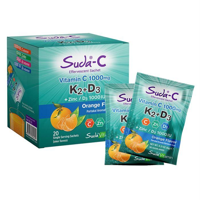 Suda Vitamin Suda-C 1000 mg K2+D3 Orange 20 Şase Takviye Edici Gıda