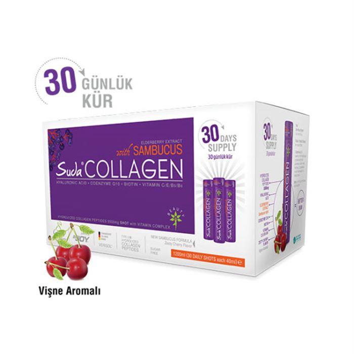 Suda Collagen Sambucus Vişne Aromalı Shots 30x40ml - Takviye Edici Gıda