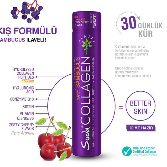 Suda Collagen Sambucus Vişne Aromalı Shots 30x40ml - Takviye Edici Gıda
