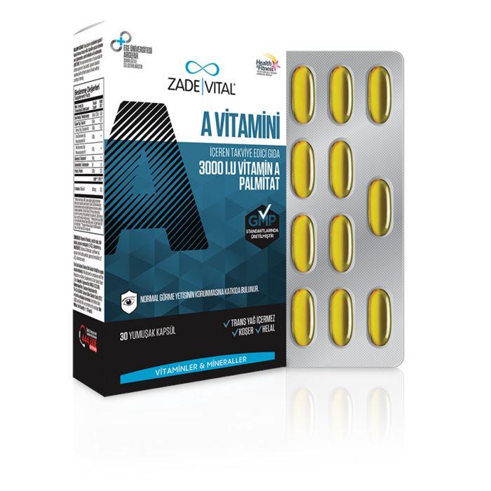 Zade Vital A Vitamini Takviye Edici Gıda 30 Yumuşak Kapsül 