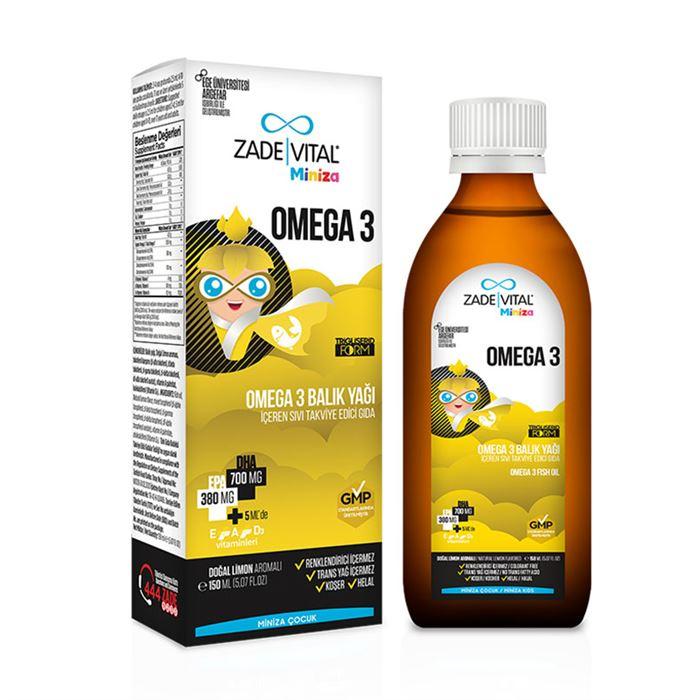Zade Vital Miniza Omega 3 Balık Yağı 150 ml - Limon Aromalı