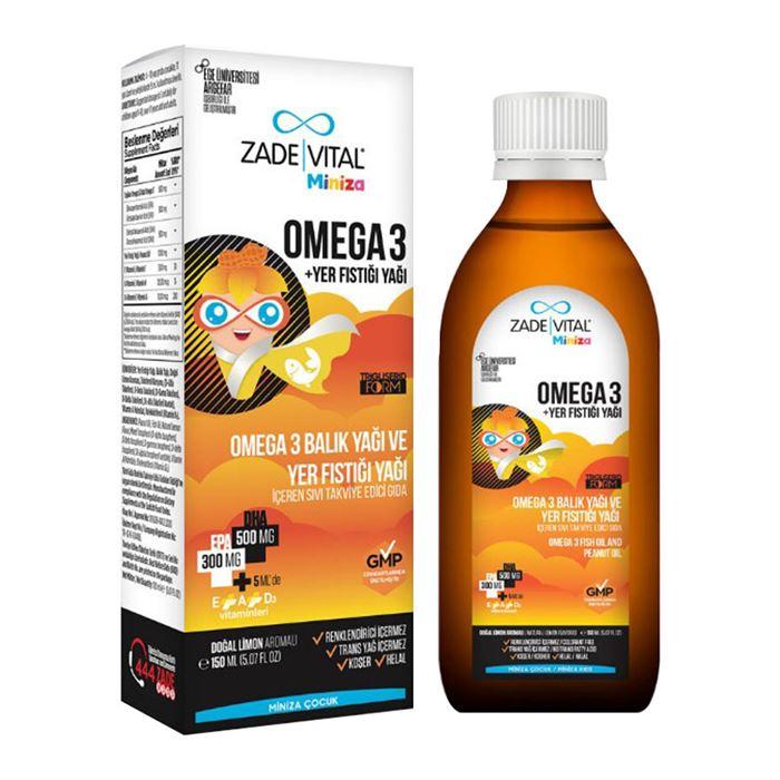 Zade Vital Miniza Omega 3 + Yer Fıstığı Yağı 150 ml - Takviye Edici Gıda 
