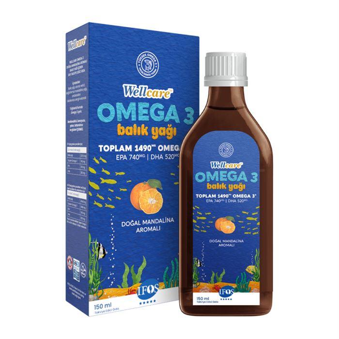 Wellcare Omega 3 Balık Yağı Şurup 150 ml - Doğal Mandalina Aromalı 