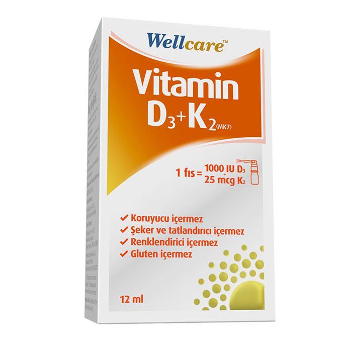 Wellcare Vitamin D3-K2 1000 IU 12 ml - Takviye Edici Gıda 