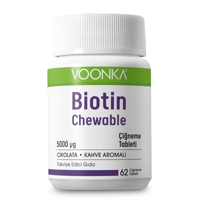 Voonka Biotin Chewable Çiğneme Tableti 60 Tablet - Takviye Edici Gıda 